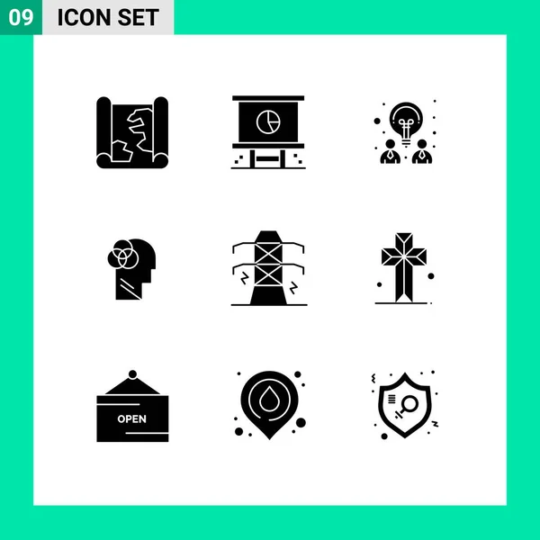 Conjunto Iconos Interfaz Usuario Moderna Símbolos Señales Para Electricidad Inteligente — Archivo Imágenes Vectoriales