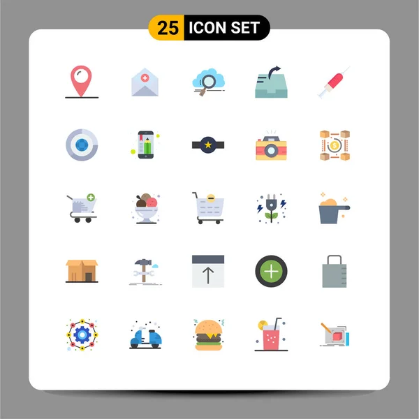 Interfaz Usuario Color Plano Paquete Signos Símbolos Modernos Enviar Correo — Vector de stock