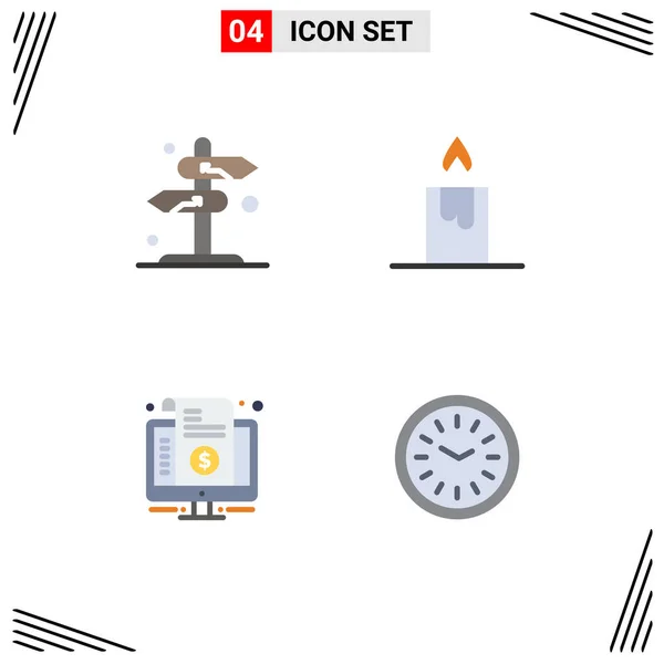Mobile Interface Flat Icon Set Pictograms Board Existice Checkmark Fire — 스톡 벡터