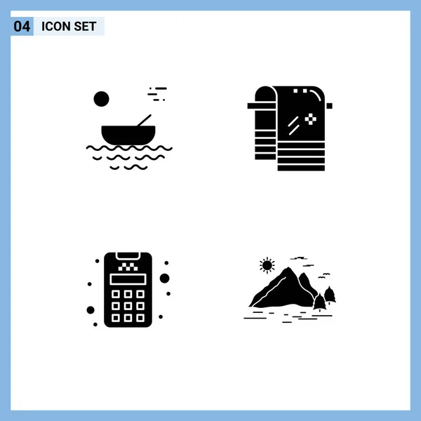 Set Modern Icons Sysymbols Signs Boat Card River Dry Machine — Vector de stock