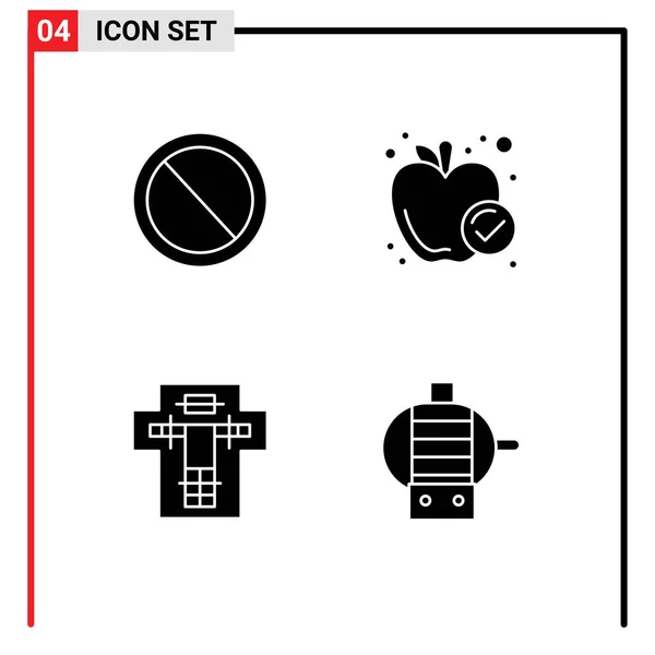 Mobile Interface Solid Glyph Set Pictograms Interface Death User Meal — Stockový vektor