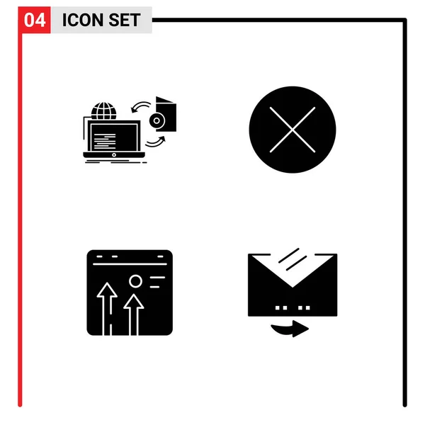 Mobile Interface Solid Glyph Set Von Piktogrammen Von Scheibe Unterzeichnen — Stockvektor