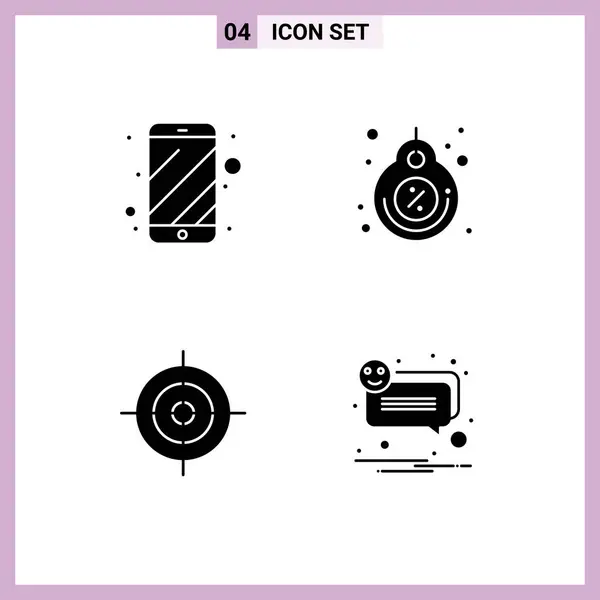 Universal Icon Symbols Group Modern Solid Glyphs Cell Phone Aim — Vettoriale Stock
