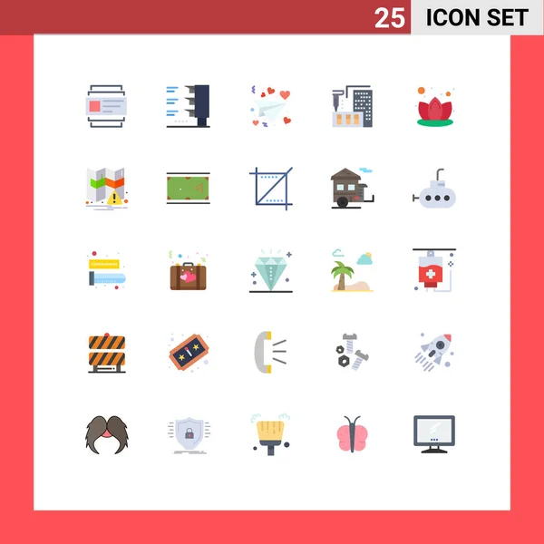 Set Modern Icons Tanda Tanda Untuk Navigasi Spa Valentine Lotus - Stok Vektor