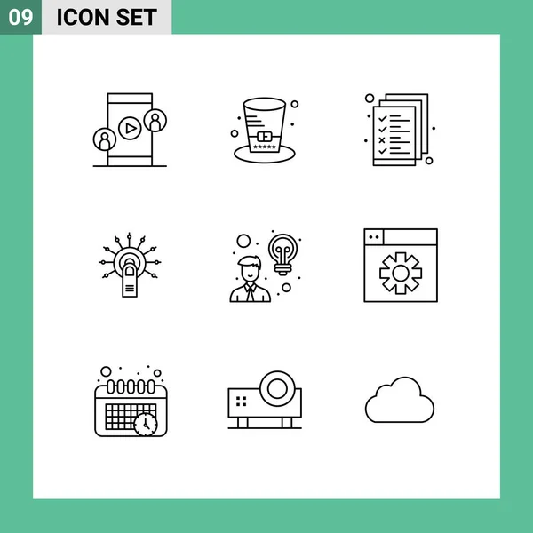 Set Modern Icons Symbols Signs Creativity Done Business Touch Editable — Stock Vector