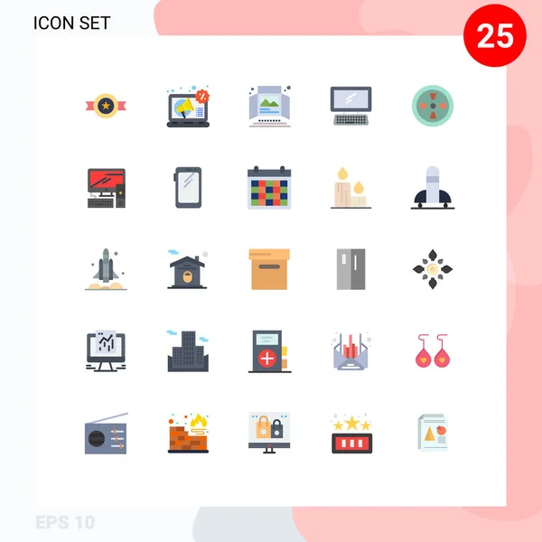 Mobile Interface Flat Color Set Pictograms Device Advertising Monitor Table — Stockový vektor