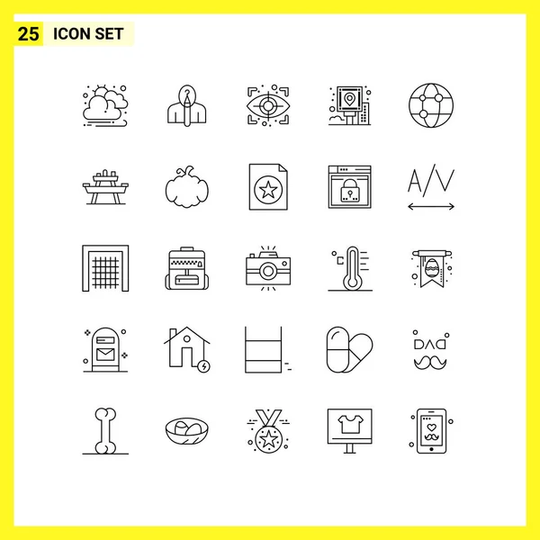 25条全球 可编辑向量设计元素组成的通用图标符号组 — 图库矢量图片