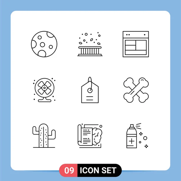 Universal Icon Symbols Group Modern Outlines Price Fan Design Conditioner — Vettoriale Stock