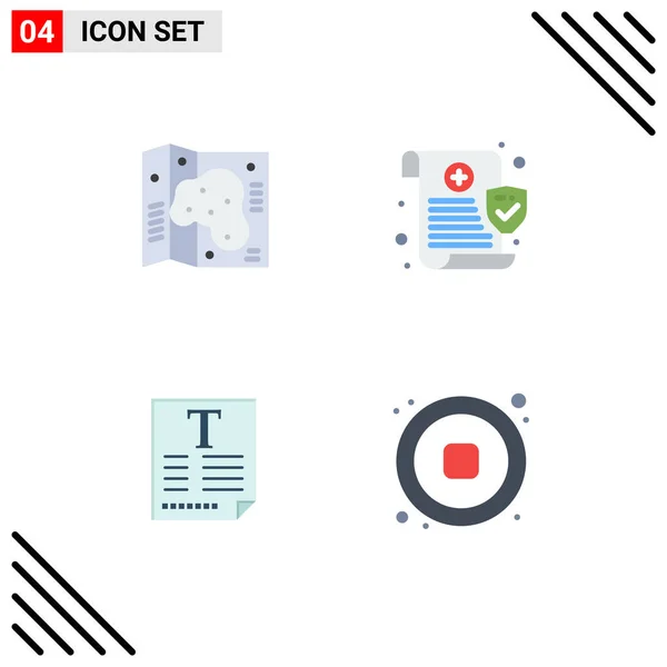 Mobile Interface Flat Icon Set Mit Piktogrammen Für Karte Text — Stockvektor