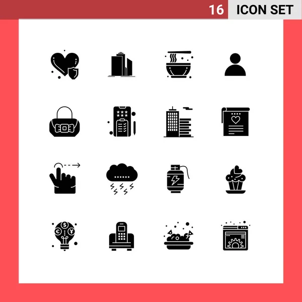 Creative Icons Modern Signs Sysymbols Bag Mane Office Contacts Noodle — Vector de stock