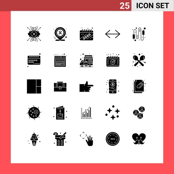 Thematic Vector Solid Glyphs Editable Symbols Cable Right Calendar Move — Stockový vektor