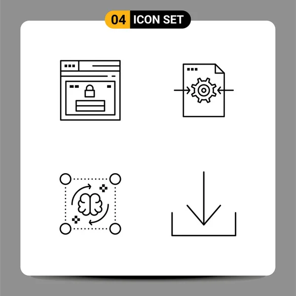 Conjunto Colores Planos Línea Llenado Vectores Red Para Internet Mente — Vector de stock