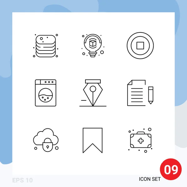 Conjunto Iconos Interfaz Usuario Moderna Símbolos Signos Para Documento Pluma — Vector de stock