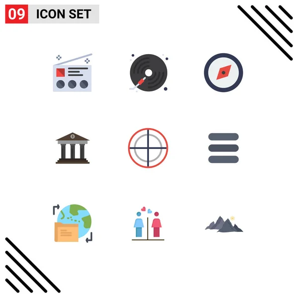 Flat Color Pack Universal Symbols Money Finance Player Business Gps — Stockový vektor