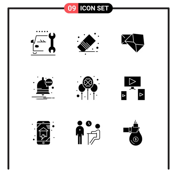 Conjunto Icones Modernos Símbolos Sinais Para Celebrar Notificação Artigos Papelaria — Vetor de Stock