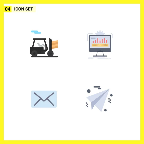 Mobile Interface Flat Icon Set Mit Piktogrammen Für Gabelstapler Post — Stockvektor