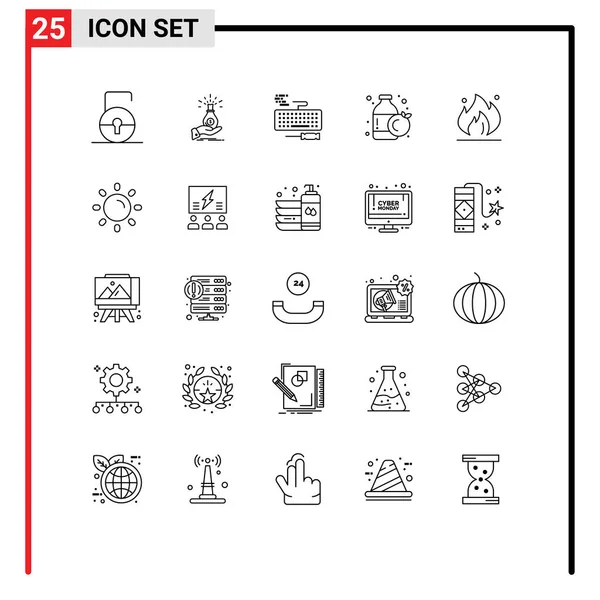 关键可编辑向量设计元素的25个通用符号的行软件包 — 图库矢量图片