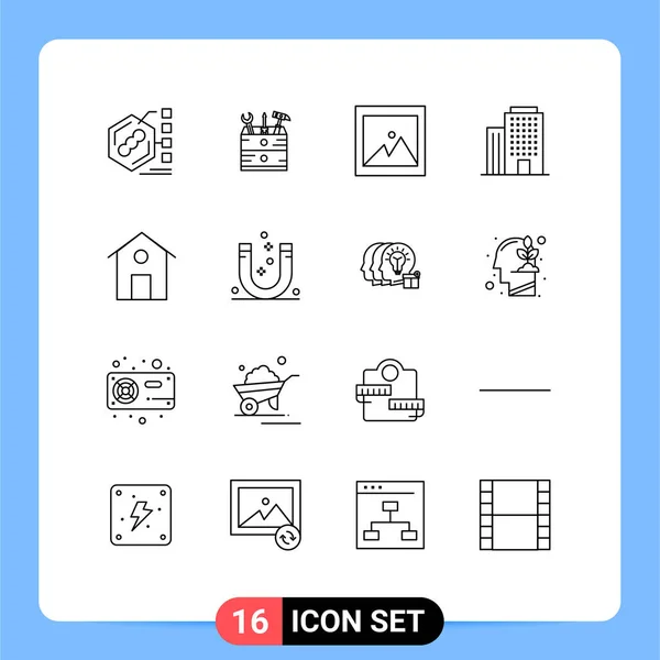 Aperçu Interface Utilisateur Ensemble Panneaux Symboles Modernes Symboles Bâtiment Maison — Image vectorielle