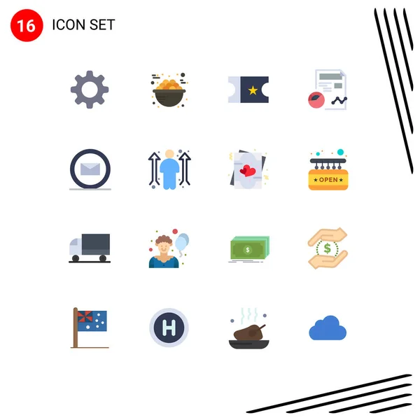 Pictogram Set Simple Flat Colors Commerce Email Movie Business Profile — Stockový vektor
