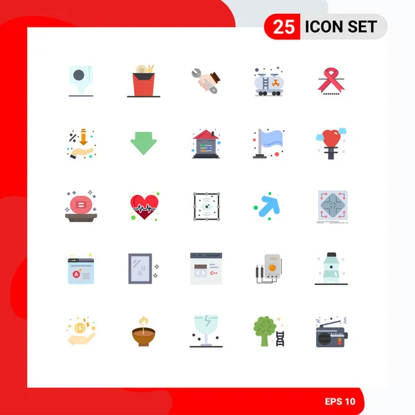 2014 Mobile Interface Flat Color Set Pictograms Ribbon Cancer Recores — 스톡 벡터