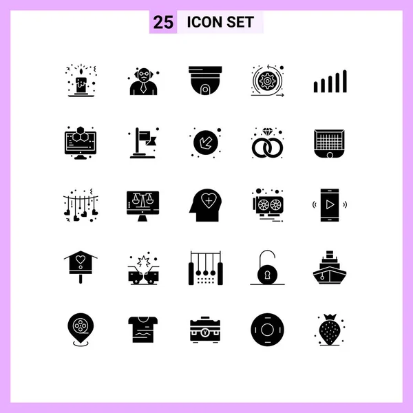 Set Commercial Solid Glyphs Pack Computer Signal Security Connection Scrum — Stock Vector