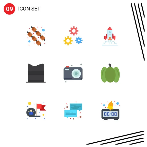 Universal Icon Symbols Group Modern Flat Colors Father Web Spaceship — Stock Vector