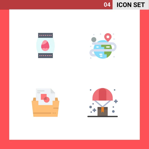 Flat Icon Pack Universal Symbols Egg Document Folder Holiday Globe — Διανυσματικό Αρχείο