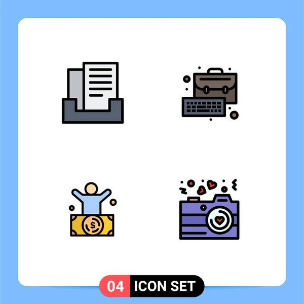 电子邮件 百万富翁 丰富的可编辑向量设计元素的4个基本Filledline平面颜色的用户界面包 — 图库矢量图片