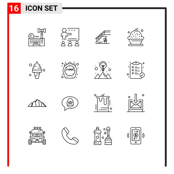 Stock Vector Icon Pack Linha Sinais Símbolos Para Cremoso Cozimento —  Vetores de Stock