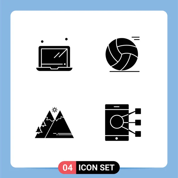 Universal Icon Symbols Group Modern Solid Glyphs Computer Outdoor Ball — Vetor de Stock