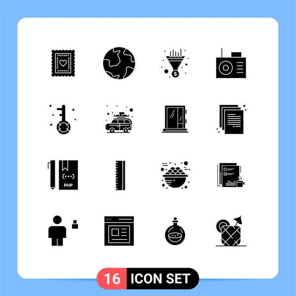 Creative Icons Modern Signs Symbols Media Engine Discovery Radio Seo — Stock Vector