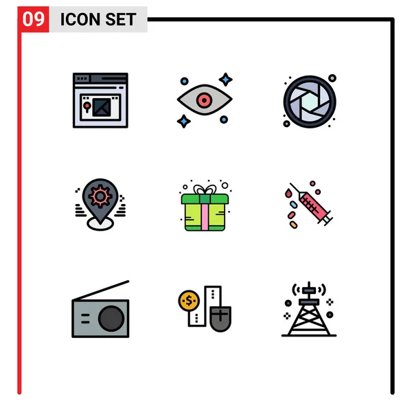 Universal Icon Symbols Group Modern Filledline Flat Colores Regalo Caja — Vector de stock