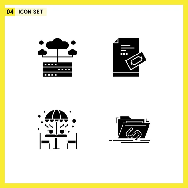 Stock Vector Icon Pack Mit Zeilenzeichen Und Symbolen Für Datenbank — Stockvektor