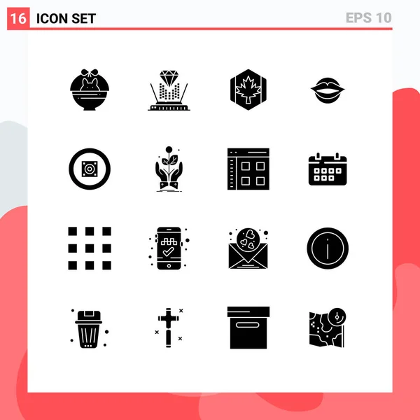 Creative Icons Modern Signs Symbols Beauty Valentine Flag Mouth Maple — стоковый вектор