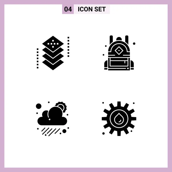 Thematic Vector Solid Glyphs Editable Symbols Coding Cloudy Layers Education — Stock Vector