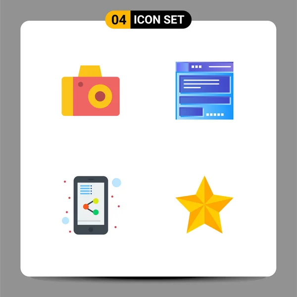 Thematic Vector Flat Icons Editable Sysymbols Camera Share Mobile File — Archivo Imágenes Vectoriales