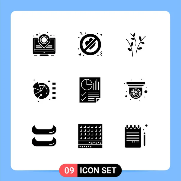 User Interface Solid Glyph Pack Modern Signs Symbols Document Bars — Stock Vector