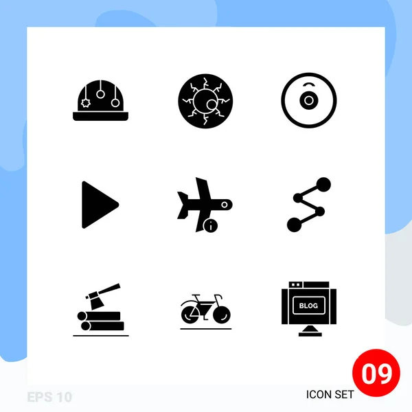 Creative Icons Modern Signs Sysymbols Transport Info Barbell Flight Video — Vector de stock