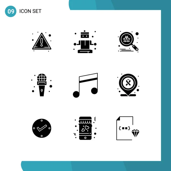Interfejs Użytkownika Solid Glyph Pack Modern Signs Symmbols Song Media — Wektor stockowy