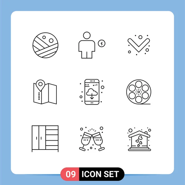 Set Modern Icons Symbols Signs Cloud App Human Service Location — Stock Vector