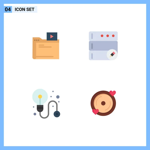 Universal Icon Symbols Group Modern Flat Icons Folder Process Media — Stockový vektor