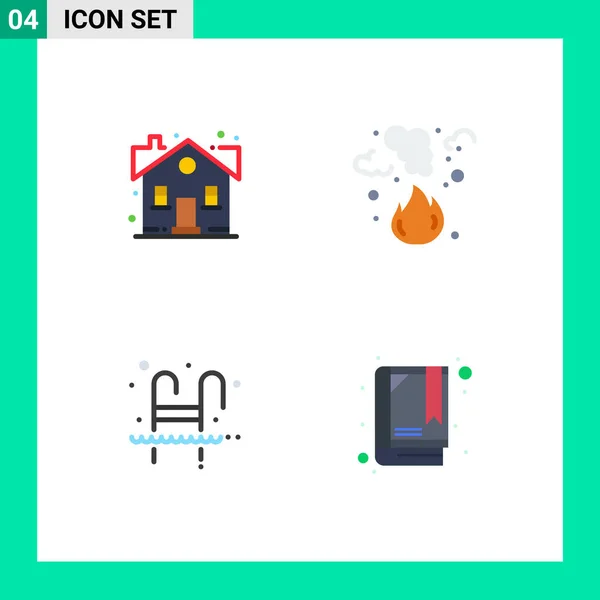 Creative Icons Modern Signs Symbols Building Smoke Sweet Home Fire — Stock Vector