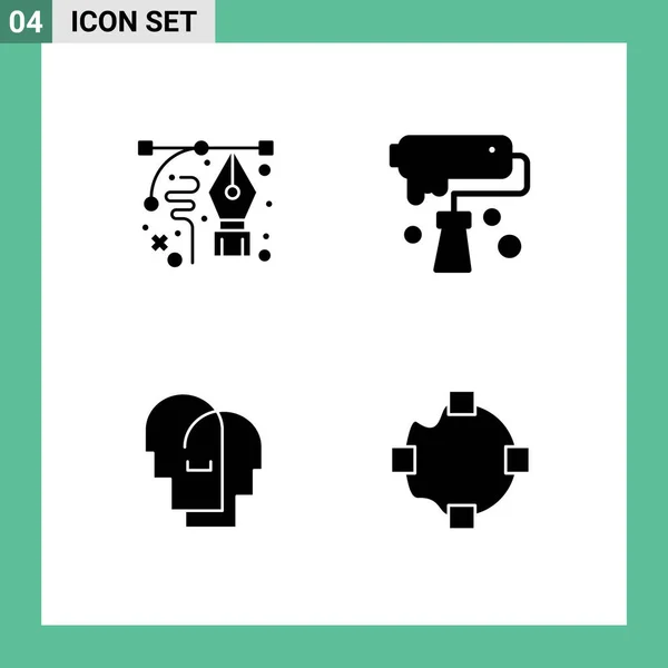 Universal Icon Symbols Grupo Glifos Sólidos Modernos Arte Diseño Pluma — Vector de stock