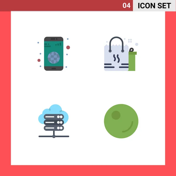 Ensemble Moderne Icônes Plates Symboles Tels Que App Base Données — Image vectorielle