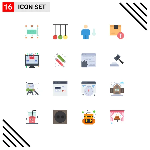 Interface Usuário Flat Color Pack Modern Signs Symbols Logistic Box —  Vetores de Stock