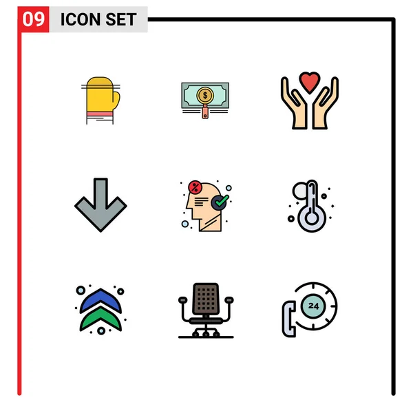 Universal Icon Symbols Group Modern Filledline Flat Colors Business Brain — Vetor de Stock