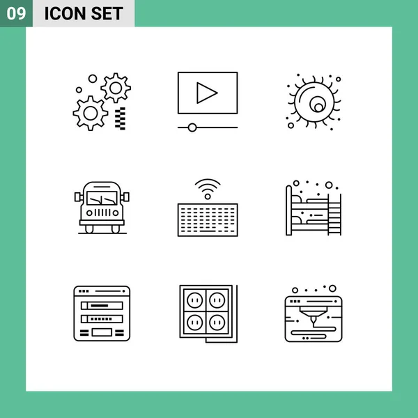 Paquete Línea Vectorial Editable Contornos Simples Tipo Teclado Celda Hardware — Archivo Imágenes Vectoriales