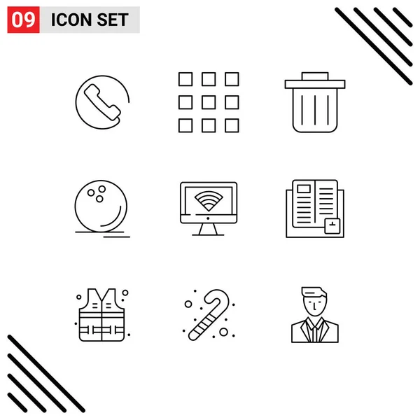 Universal Icon Symbols Group Modern Outlines Knowledge Book Sport Signal — Stockový vektor