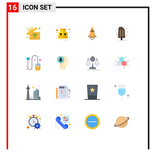 16现代标志及鼠标符号的用户界面平面彩色套件 购物车 夏季可编辑的创意向量设计元素套件 — 图库矢量图片