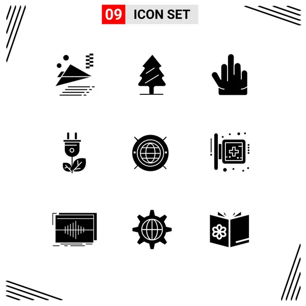 Brukergrensesnitt Solid Glyph Pack Modern Signs Symbols Computing Web Hand – stockvektor